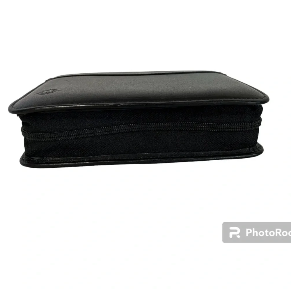 Franklin Covey Black Full Grain Nappa Leather USA Device Holder Zip Binder Tabs